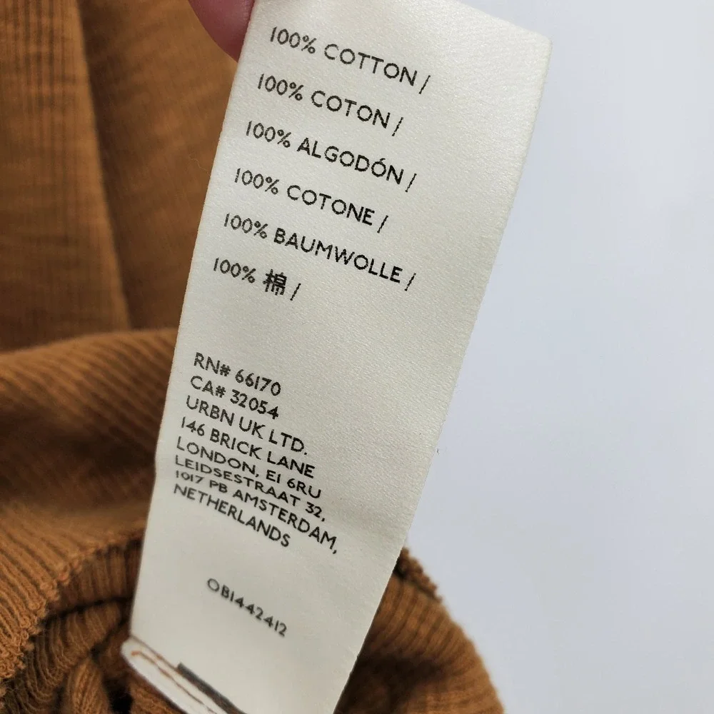We The Free Free People Brown Ribbed Boat Neck Long Sleeve Shirt S Boho Earthy